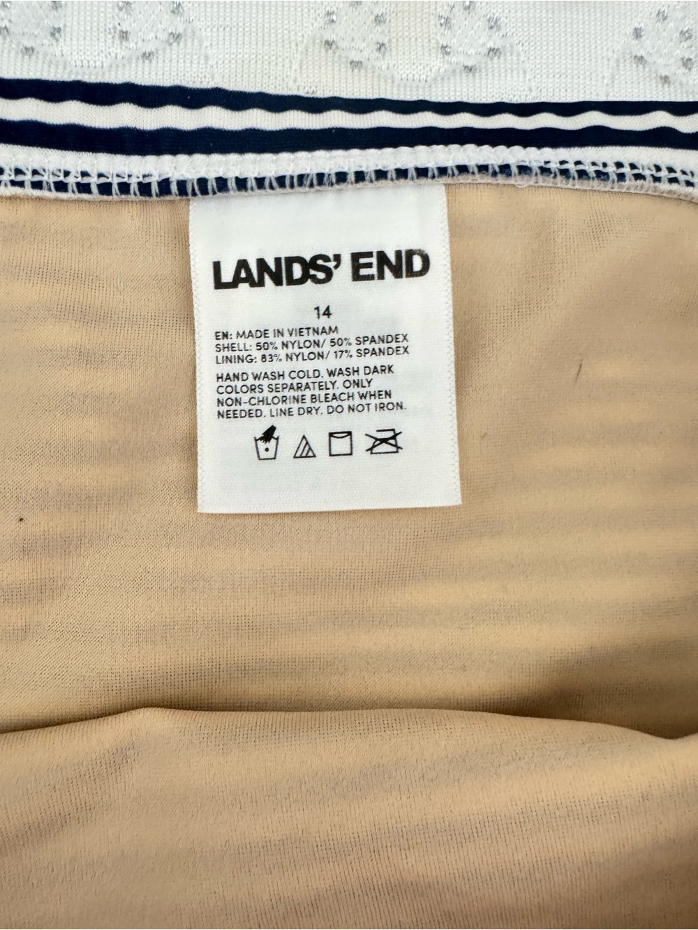 Lands' End Navy and White Stripe High-Waist Bikini Bottom Size 14 - Picture 5 of 5